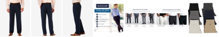 Haggar Men's Cool 18 PRO Classic-Fit Expandable Waist Pleated Stretch Dress Pants